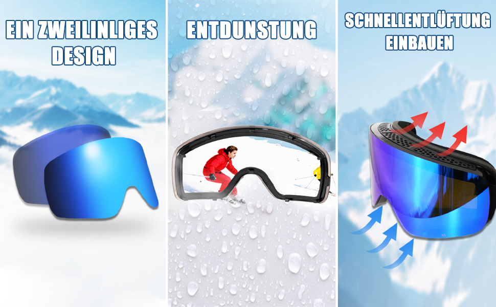 Скі-маска для дорослих (чоловіків та жінок) YH227, сноуборд маска для носіння з окулярами, Anti Fog OTG, захист від сонця UV, антиковзне наголов'я, повне REVO-дизайн, білий/сріблястий, VLT 13%