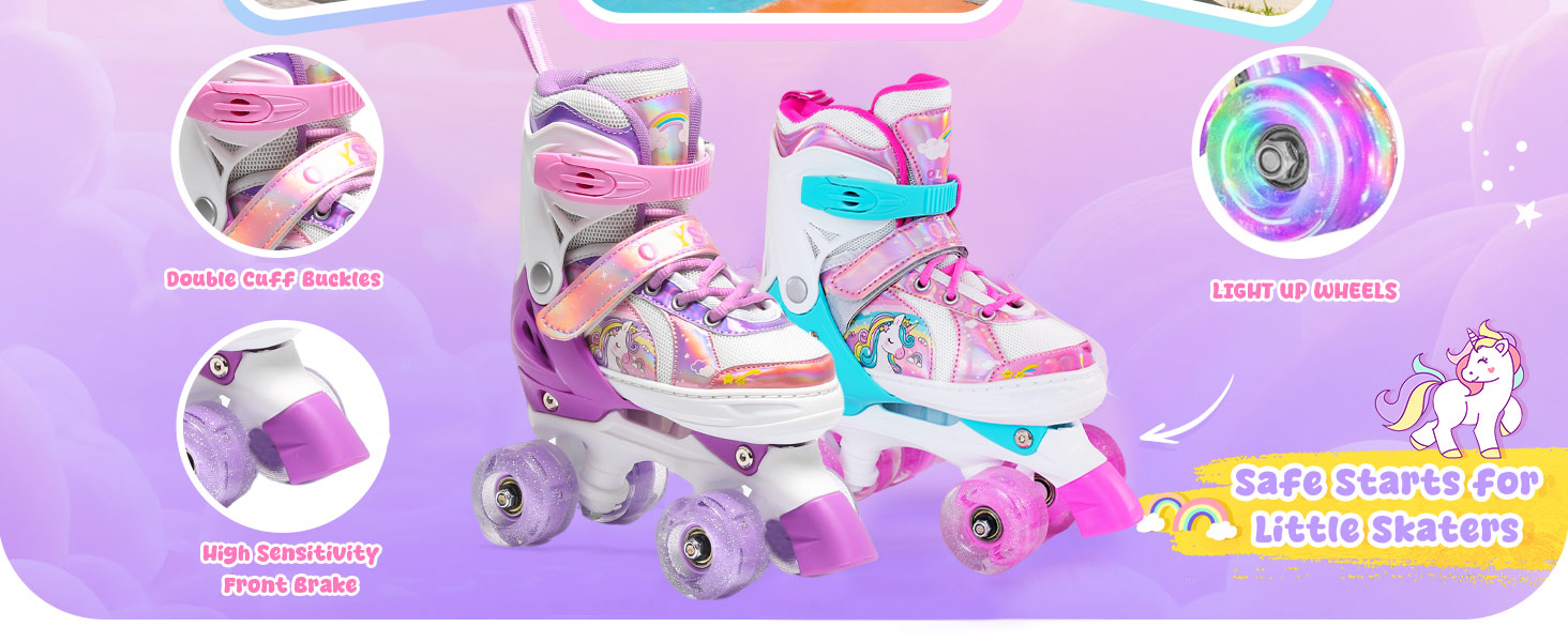 Ролики для дівчаток та хлопчиків, ролики для дітей, регульовані ролики з 8 світлодіодними колесами, розміри S (EU28-31), фіолетові