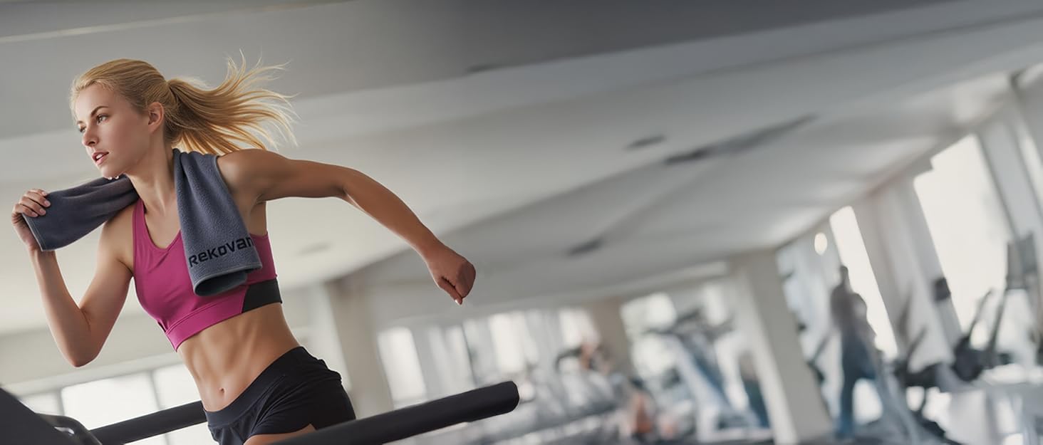 Набір рушників для фітнесу - великий 135×50 см з кишенею на блискавці & спортивний рушник 100×30 см - з високоякісної мікрофібри, швидковисихаючий та м'який - з мішком для зберігання - для спортзалу, тренувань, йоги, фітнесу. Глибокий фіолетовий колір