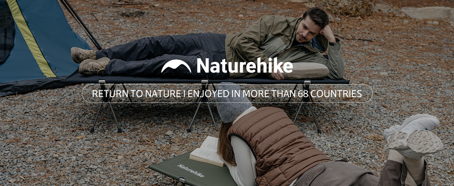 Ліжко похідне Naturehike складане, ультралегке, витримує 150 кг, регульована висота, чорне