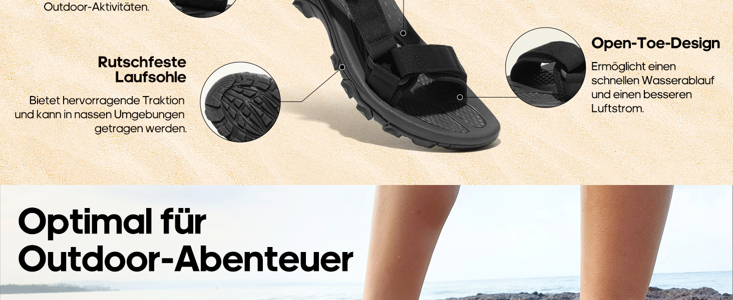 Чоловічі літні сандалії NORTIV 8 для туризму та спорту, Outdoor, пляжні сандалії, чорний колір, 45 EU