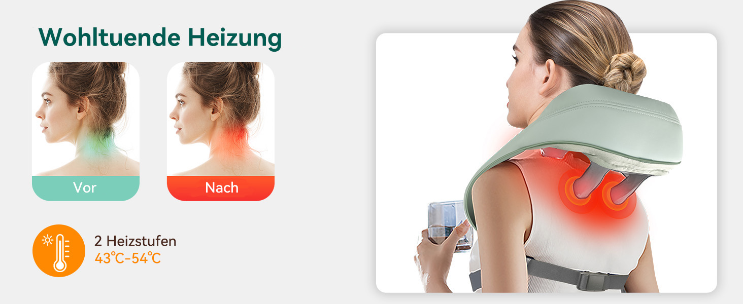 Масажер для шиї Snailax 4D з підігрівом та Shiatsu, електричний масажер для шиї, плечей та спини, зелений