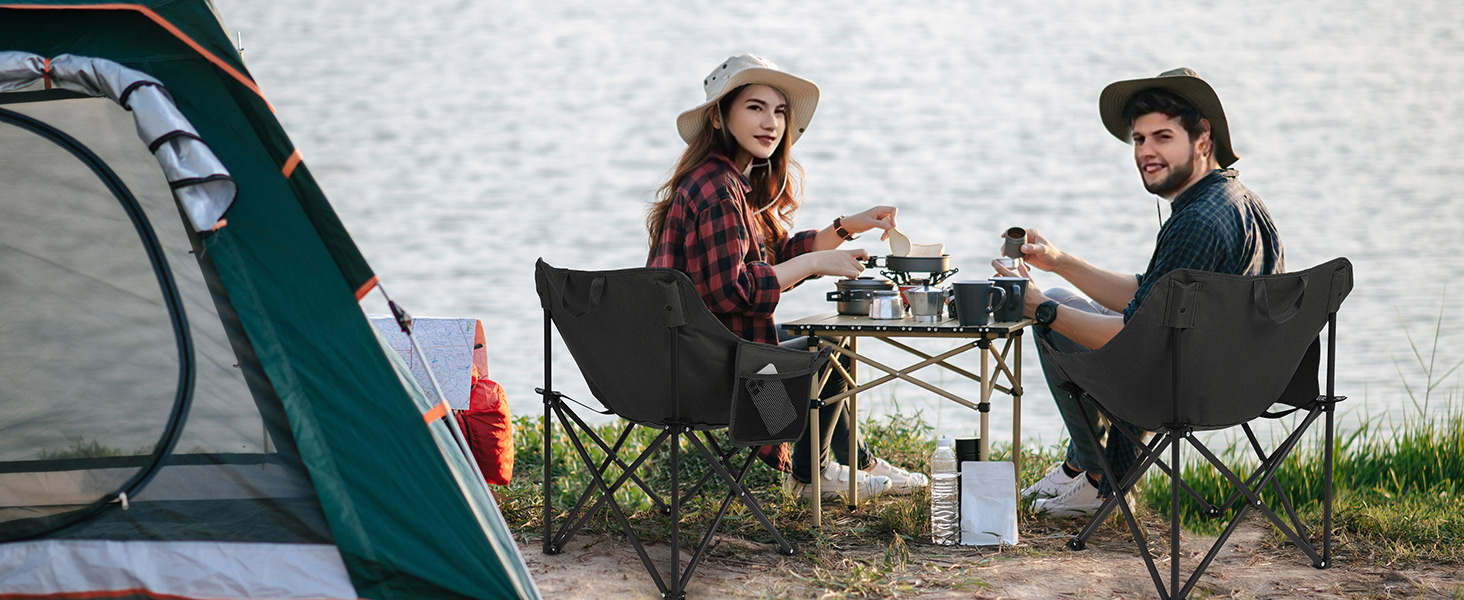 Крісло для кемпінгу Hausprofi складне, 150 кг, чорне. Зручне, з сумкою для перенесення, для пікніків, відпочинку на природі та риболовлі