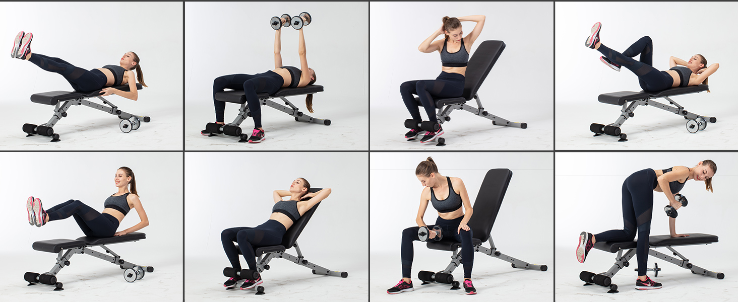 Регульована лава для тренувань Leikefitness, складана тренувальна лава з автоматичним блокуванням для нахилу, вертикального положення та комплексних вправ