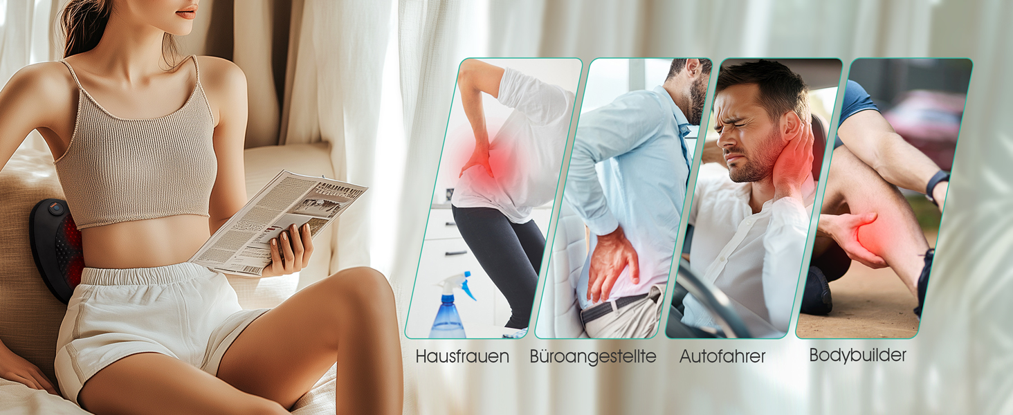VOYOR HEALTH Масажна подушка з підігрівом, шиацу масажер з 3D головками, електричний прилад для зняття м'язового болю шиї, спини та ніг, подарунок для чоловіків і жінок, чорна