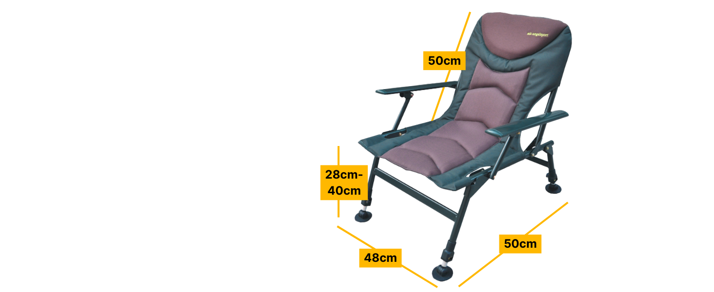 Крісло для риболовлі MK Angelsport 5 Seasons Pro Carpchair – комфортне, розкладне, регульоване по висоті, до 130 кг