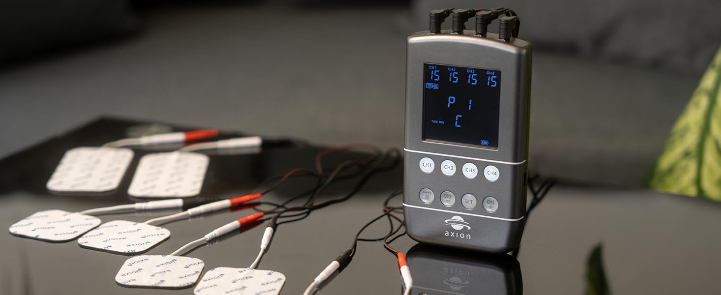 Апарат TENS EMS STIM-PRO X9B з 4 каналами та 8 електродів для болісної терапії, масажу та м'язового стимулювання - axion® (3) X9B