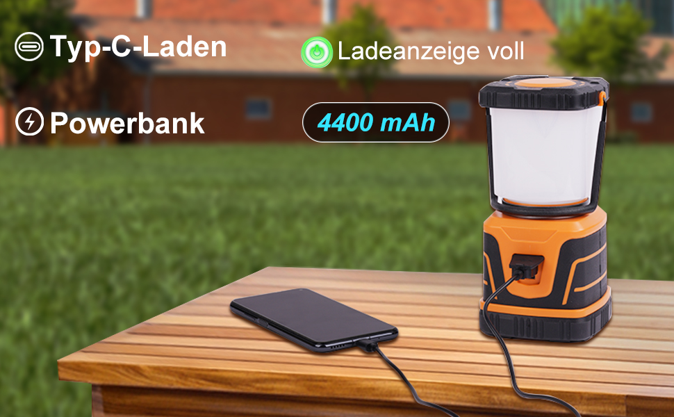 Ліхтар кемпінговий LED Flintronic 2200 Люмен, 6000mAh, 4 режими, димування, IP54, для кемпінгу, надзвичайних ситуацій, оранжевий