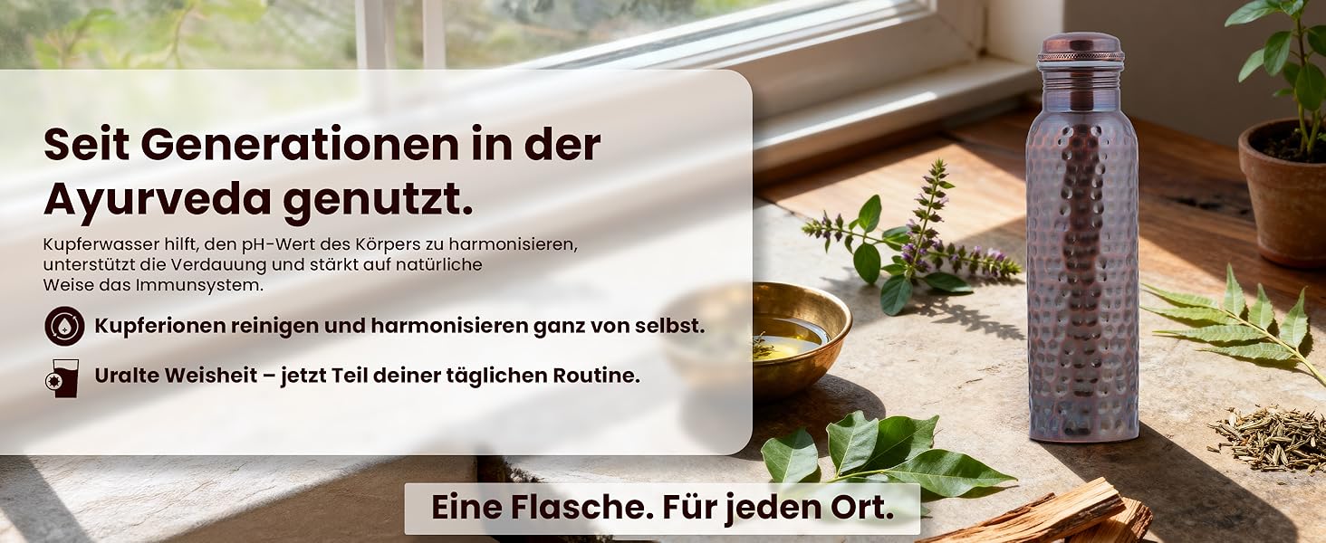 Куперна пляшка для води з кришкою та сумкою 1000 мл (2 шт.) - Аюрведа, для офісу та йоги