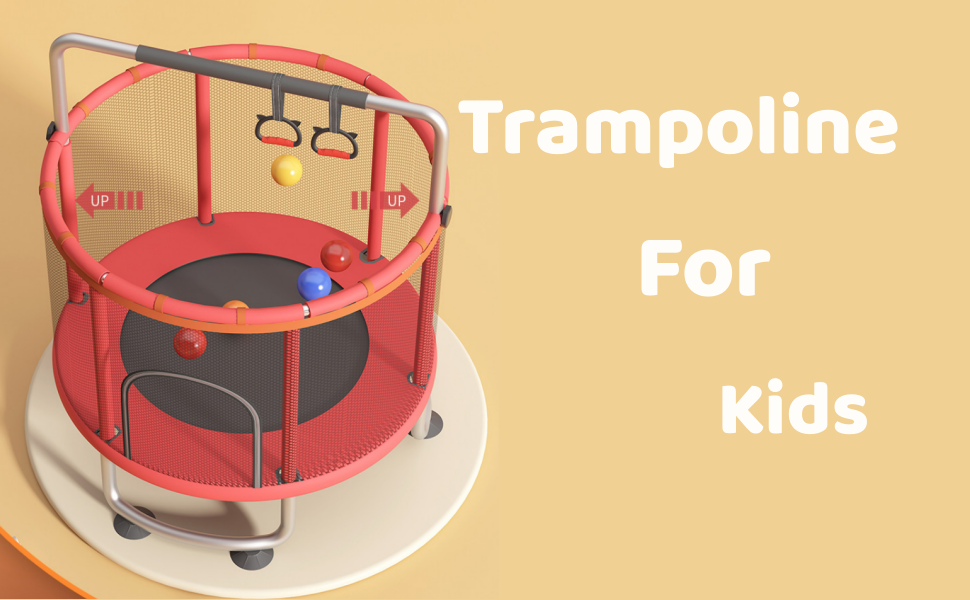 Трамплін для малюків 1,5 м з сіткою безпеки, баскетбольним кільцем, м'ячем, червоний