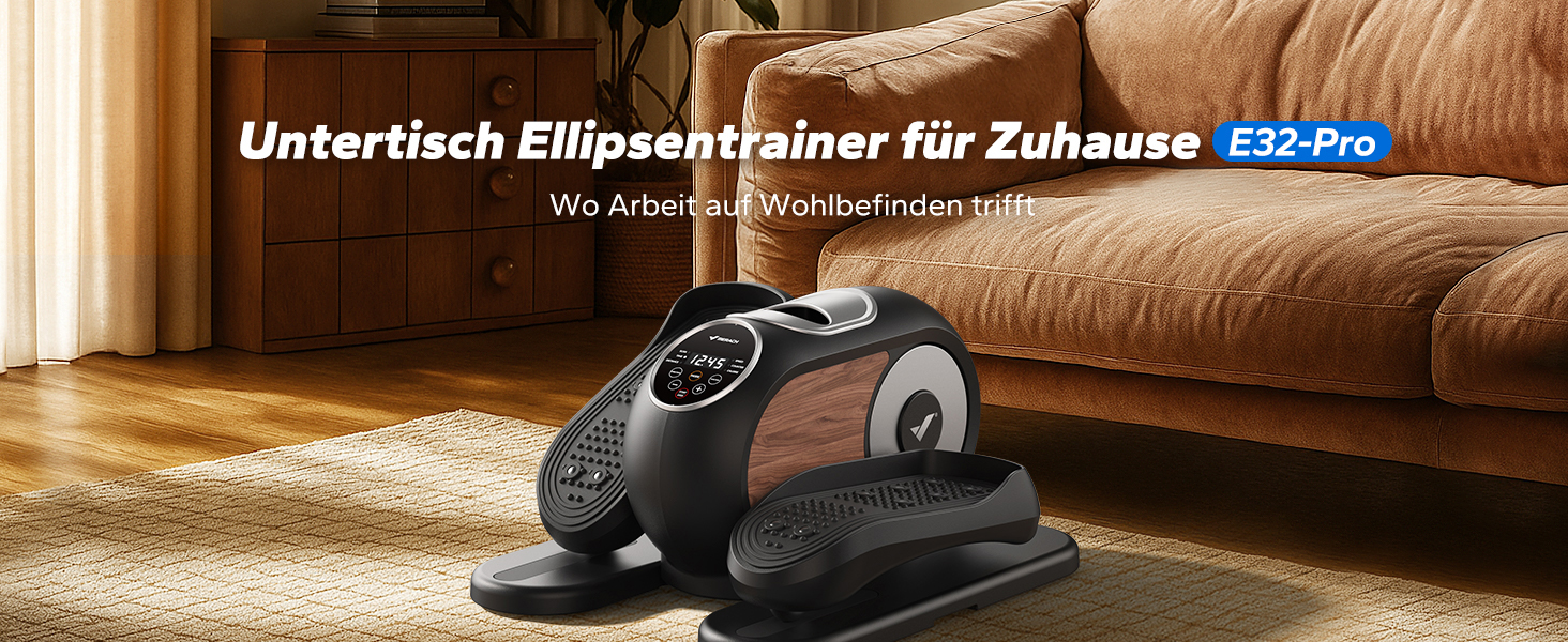 MERACH Міні електричний крос-тренажер під стіл з пульт, дисплей, неслизьке покриття, 12 швидкостей, тихий та портативний для дому, для дорослих та літніх людей (чорний) E32-2024