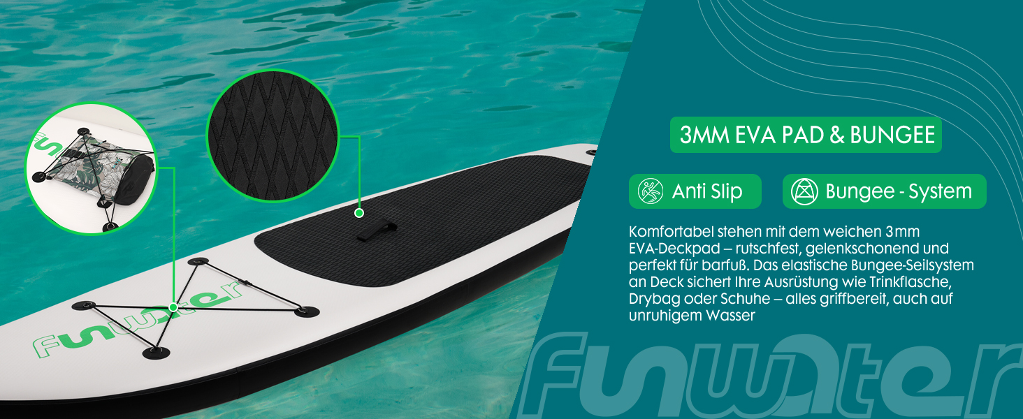 Надувний SUP-борд FunWater 320CM – комплект: весло, рюкзак, 3 ласти, насос, лінія. Підходить для початківців та досвідчених. 10' 6