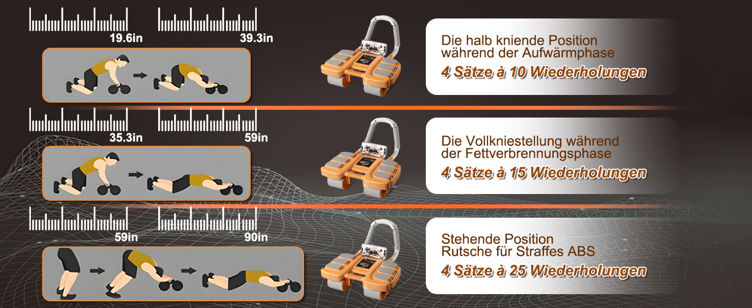 Ролер для пресу з опорою на лікті, автоматичний відскок, тренажер для пресу для жінок та чоловіків (Оранжевий)