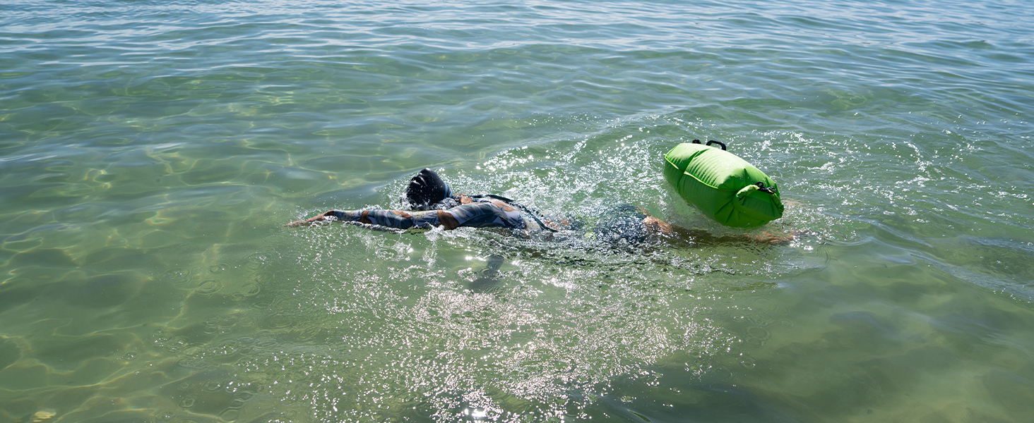 Надувна плавуча бойовка Naturehike 18L/25L з двома повітряними камерами, водонепроникний мішок, пляжна сумка з регульованим поясом для плавання та відпочинку на пляжі (Помаранчевий)