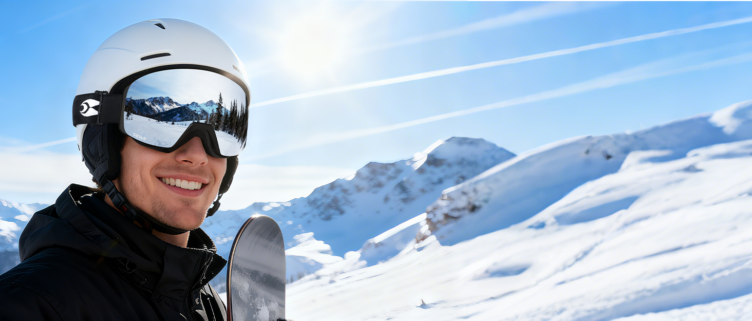 Скі-маска Suoso OTG для чоловіків та жінок - скі-окуляри з UV-захистом, антизапітніння, сумісні з шоломом, чорно-синій