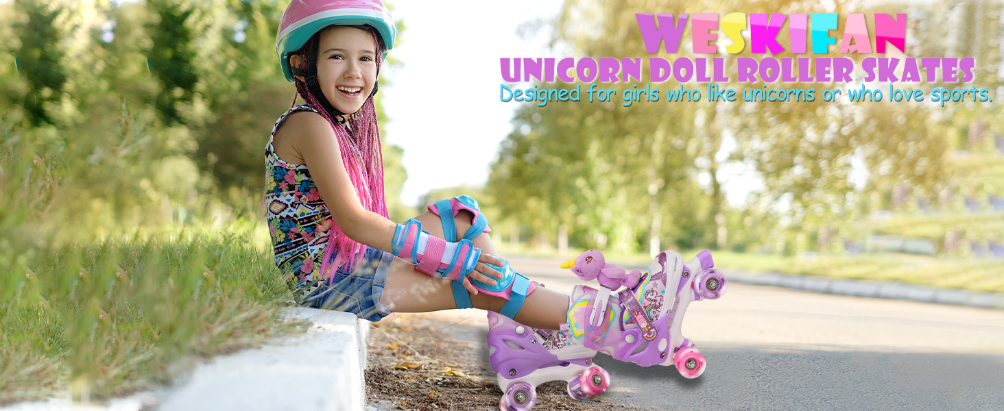 Дитячі ролики Kinder Einhorn для дівчаток, 4 розміри, регульовані, з підсвічуванням, для початківців, фіолетові