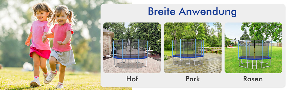 Батут COSTWAY для саду: Ø 244/305/366/427 см, з драбиною та захисним сітком, комплект для дітей