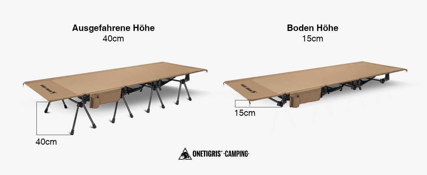 Ліжко похідне розкладне OneTigris SUPRATIROS XXL (220x80 см) коричневе - для кемпінгу, туризму, саду, офісу, витримує до 180 кг