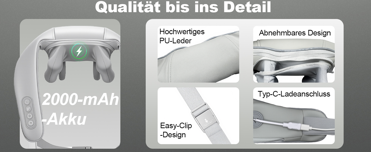 Масажер для шиї та спини з підігрівом, Shiatsu масажер, для шиї, спини, плечей, попереку, ніг, м'язів, сірий. Чудовий подарунок на Різдво!