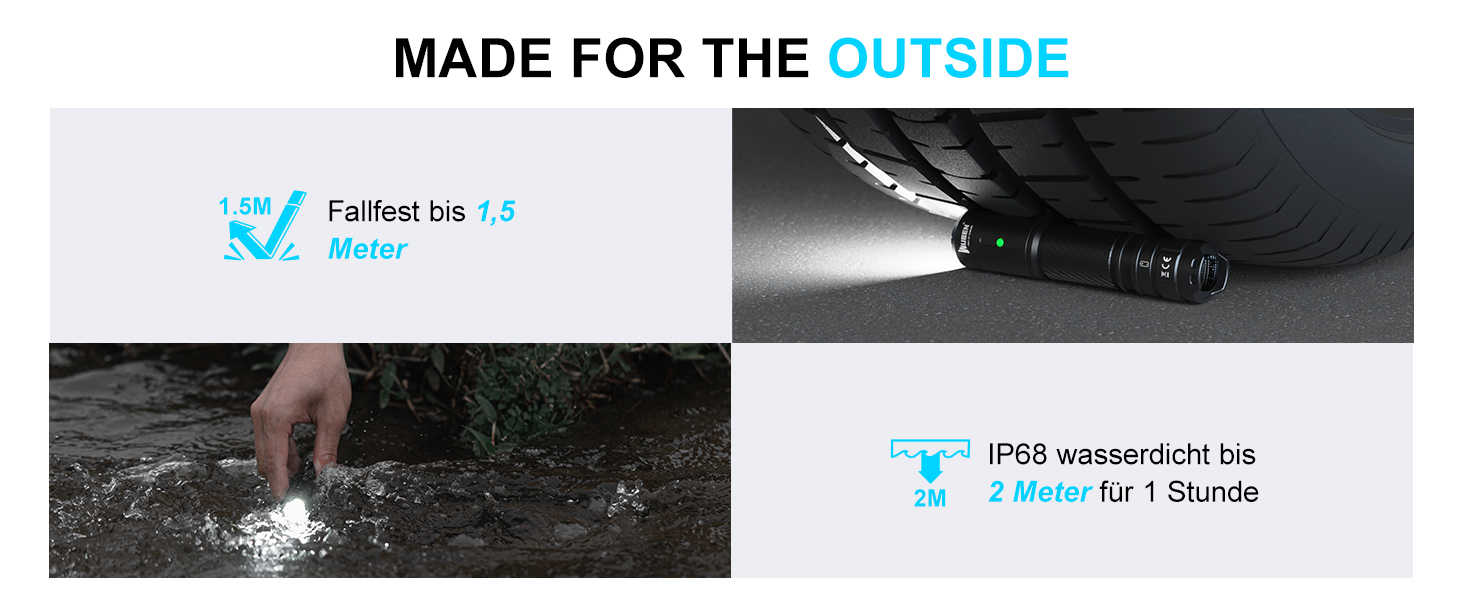 Ліхтарик WUBEN C3 LED: 1200 люмен, USB-C, водонепроникний IP68, 6 режимів, тактичний, для кемпінгу, туризму, невідкладних ситуацій
