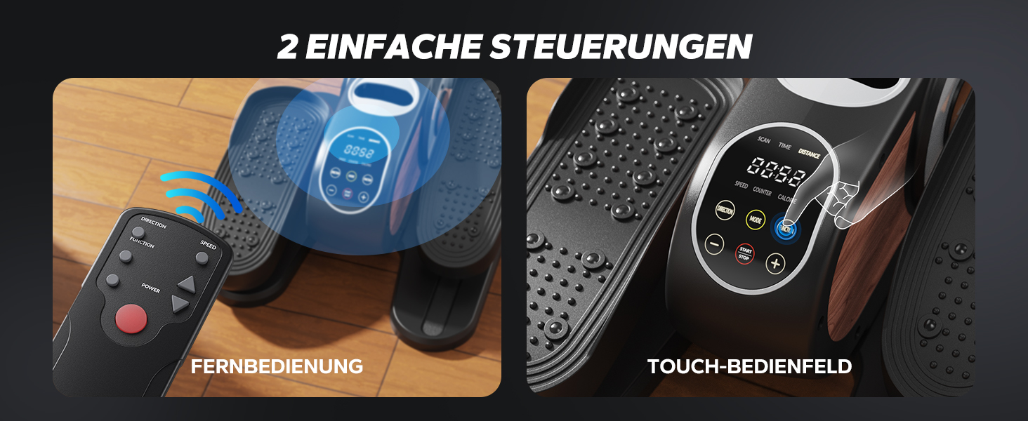 Міні електричний тренажер-еліпс MERACH для дому з пульт дистанційного керування, дисплеєм та неслизьким покриттям, 12 швидкостей, тихий та портативний, для дорослих та літніх людей (E32-2025-Чорний)