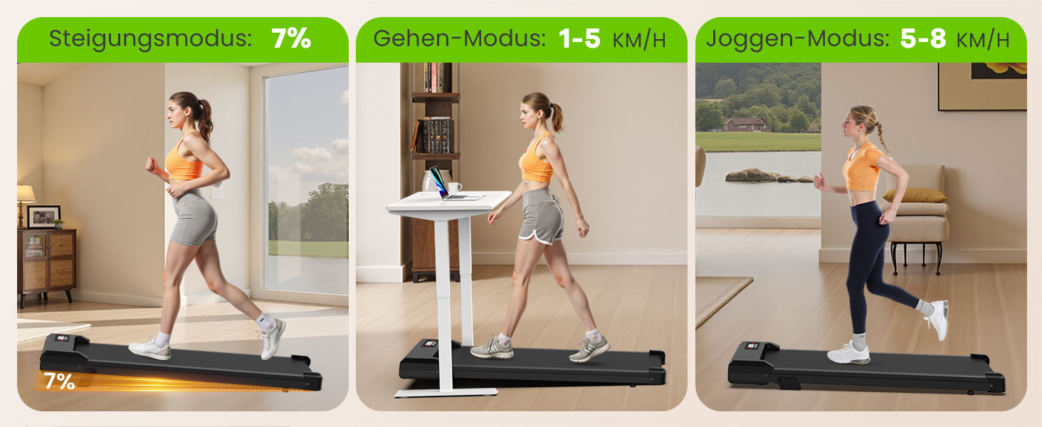 Біговий доріжка для дому HomeFitnessCode з нахилом, Walking Pad, електрична, 1-8 км/год, міні, чорна, 85 см