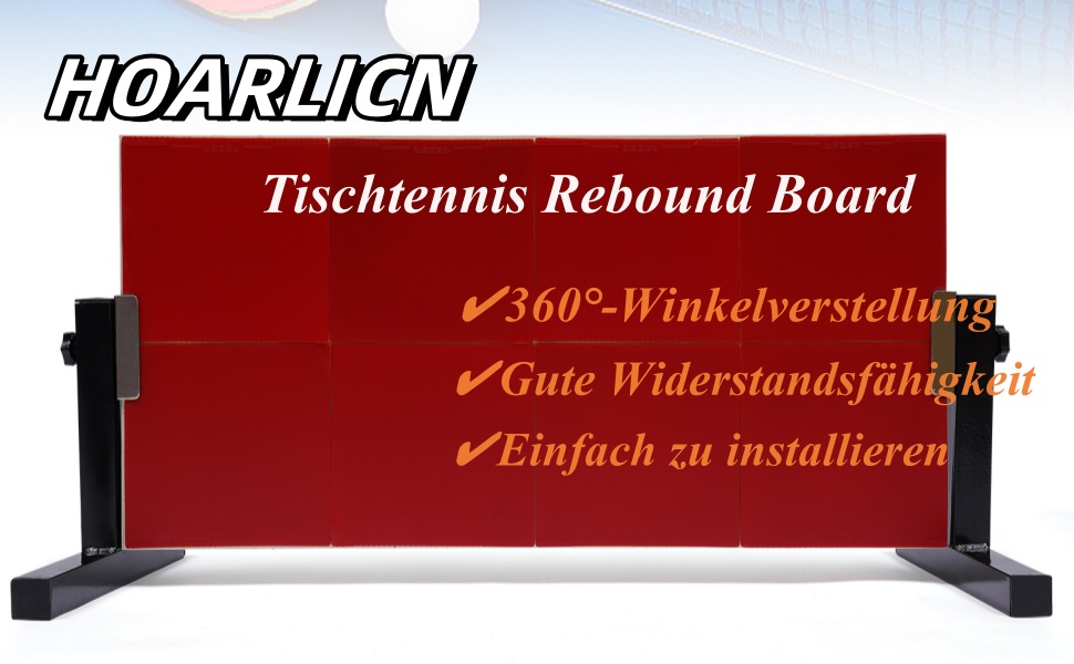 Дошка для відскоку настільного тенісу HOARLICN, дошка для відскоку для пінг-понгу Регульована дошка для повернення на 360 з 8 червоними гумами Міцна оцинкована рама для настільного тенісу в приміщенні