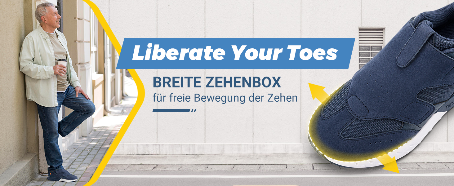 Кросівки для бігу та ходьби FitVille для чоловіків, широкі, спортивні, з кріпленням на липучці, зручні, ортопедичні, антиковзаючі, для широкої стопи, фітнес, джогінг, 43 EU, блакитні