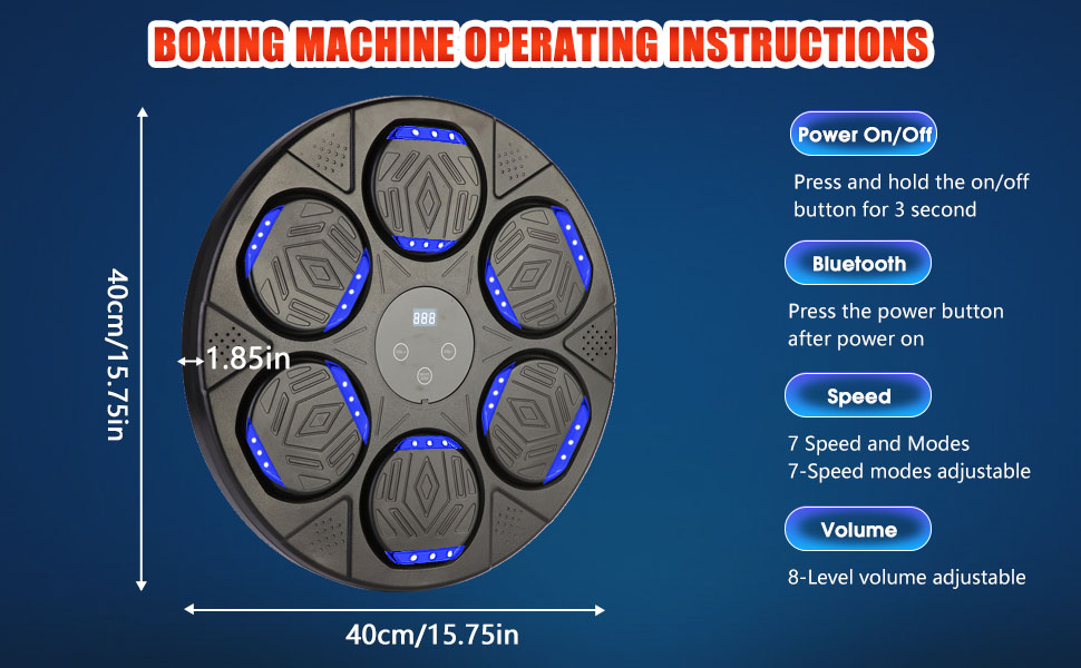 Музична боксмашина Lishetimig для стін, Bluetooth, LED-підсвітка, 7 режимів швидкості, боксерські рукавички для дорослих та дітей, тренування вдома та в офісі