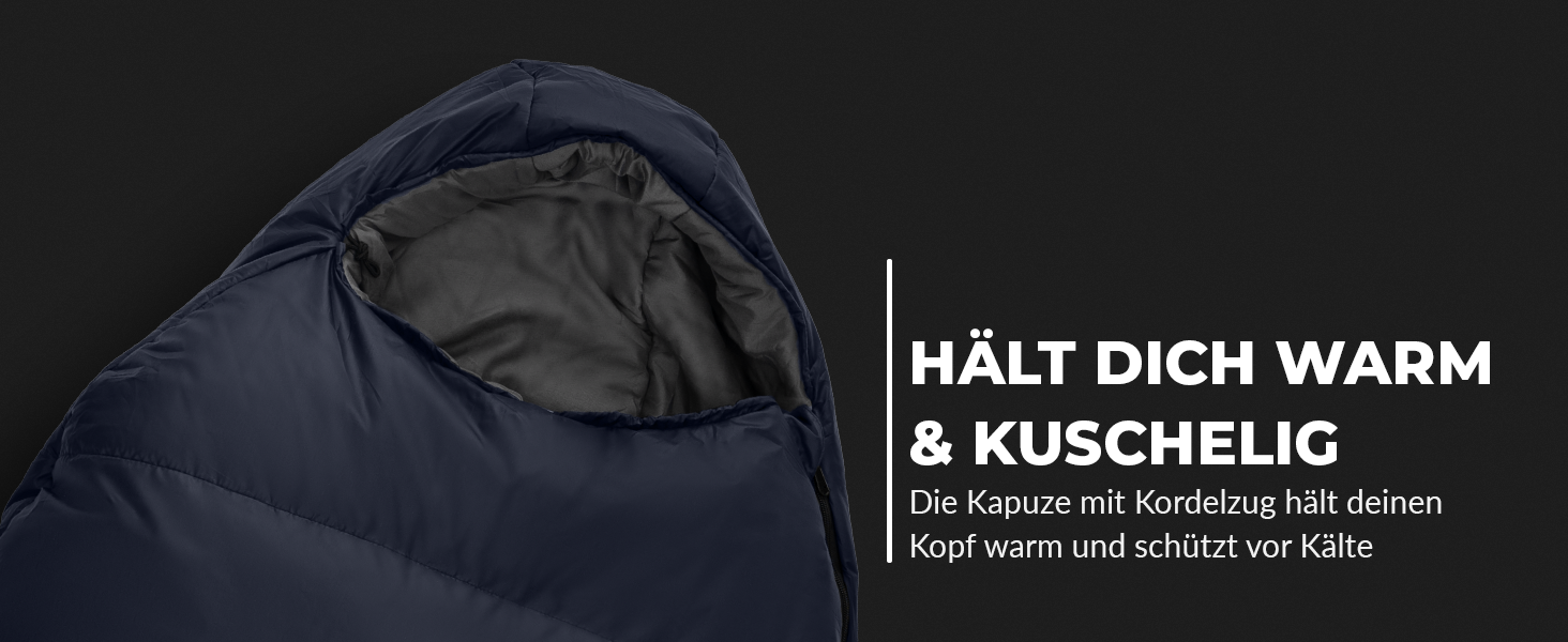 Спальний мішок MONTARAY® Mumienschlafsack для 3-4 сезонів, 8°C до -5°C, з подушкою, 80x220cm, блакитний, для жінок та чоловіків (теплий)