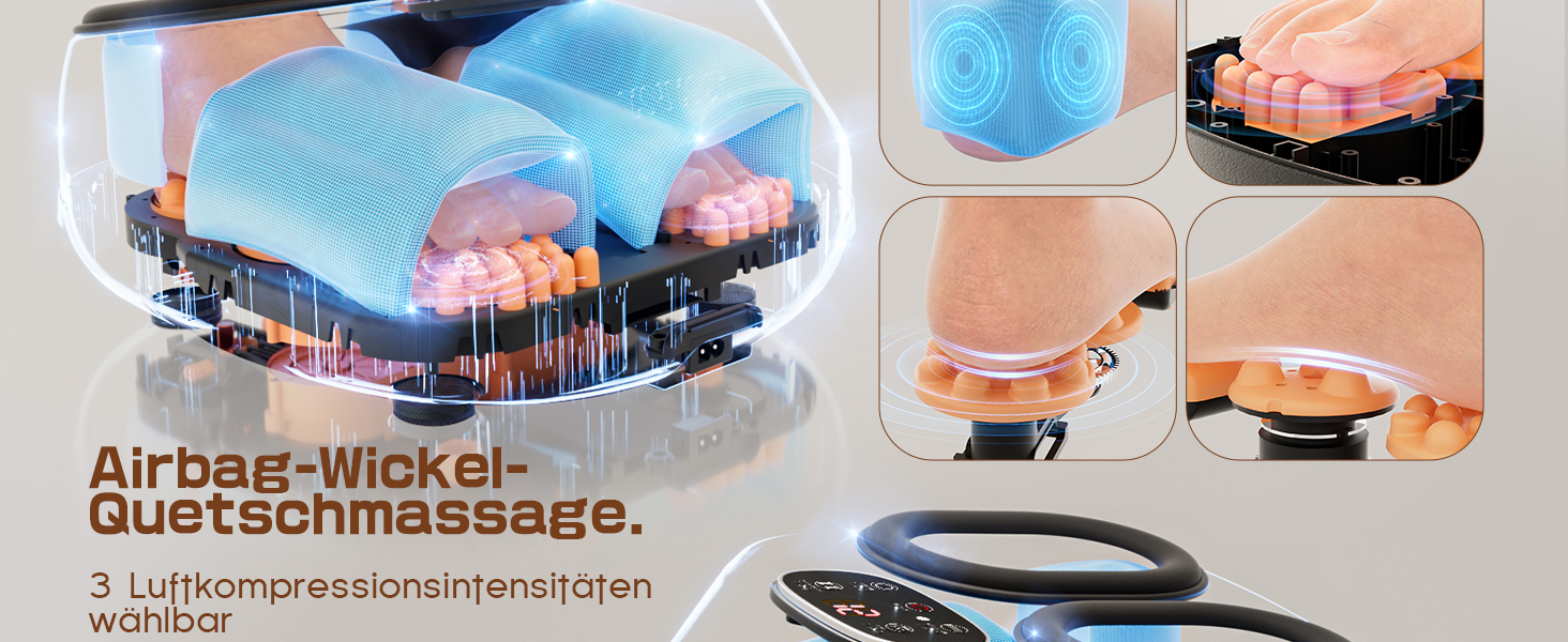 Електричний масажер для ніг Shiatsu з пультом дистанційного керування, компресією повітря, функцією підігріву, декількома режимами, для офісу та дому, підходить до 46 розміру EU