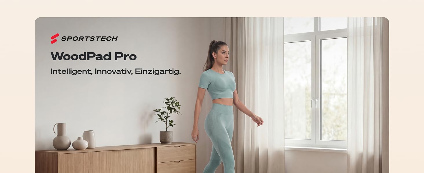 Складана бігова доріжка для ходьби Sportstech WoodPad Pro: компактний тренажер для дому та офісу, до 8 км/год, з крокоміром та підтримкою додатку, навантаження до 120 кг