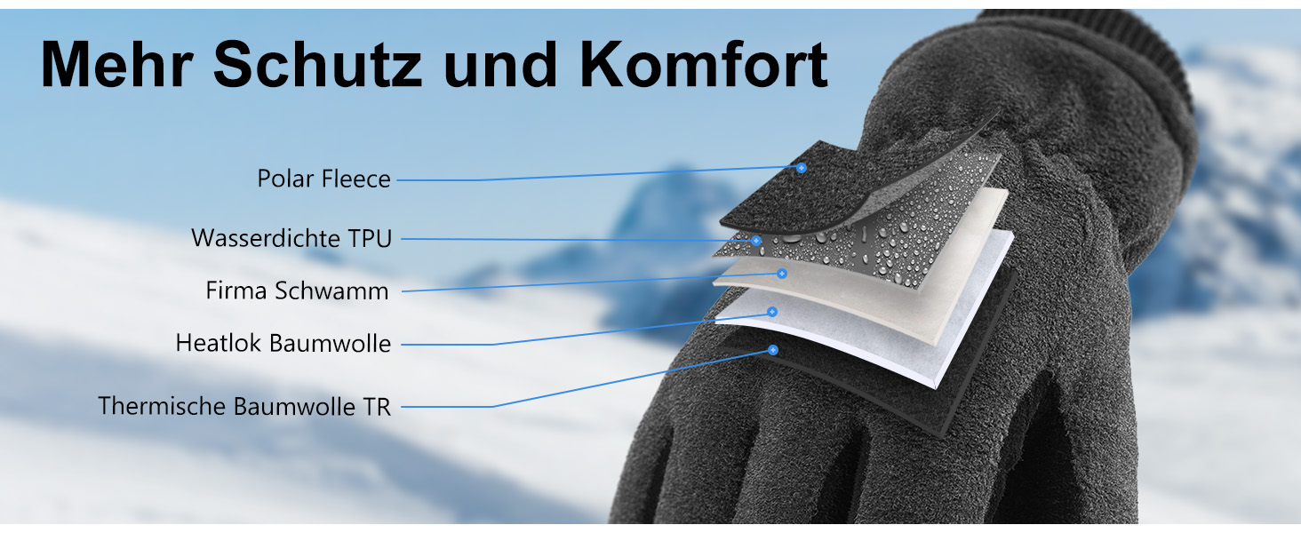 Зимові рукавички OZERO для чоловіків та жінок -30°C, з оленячої шкіри, водонепроникні, вітронепроникні, для водіння, походів, велосипеда, чорні