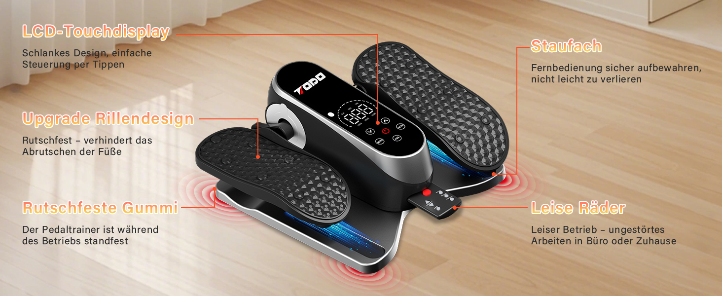 Міні електричний еліптичний тренажер для дому: крос-тренажер з 12 швидкостями та 2 режимами, педальний тренажер для літніх людей, з пультом дистанційного керування та дисплеєм, тренажер для ніг сидячи