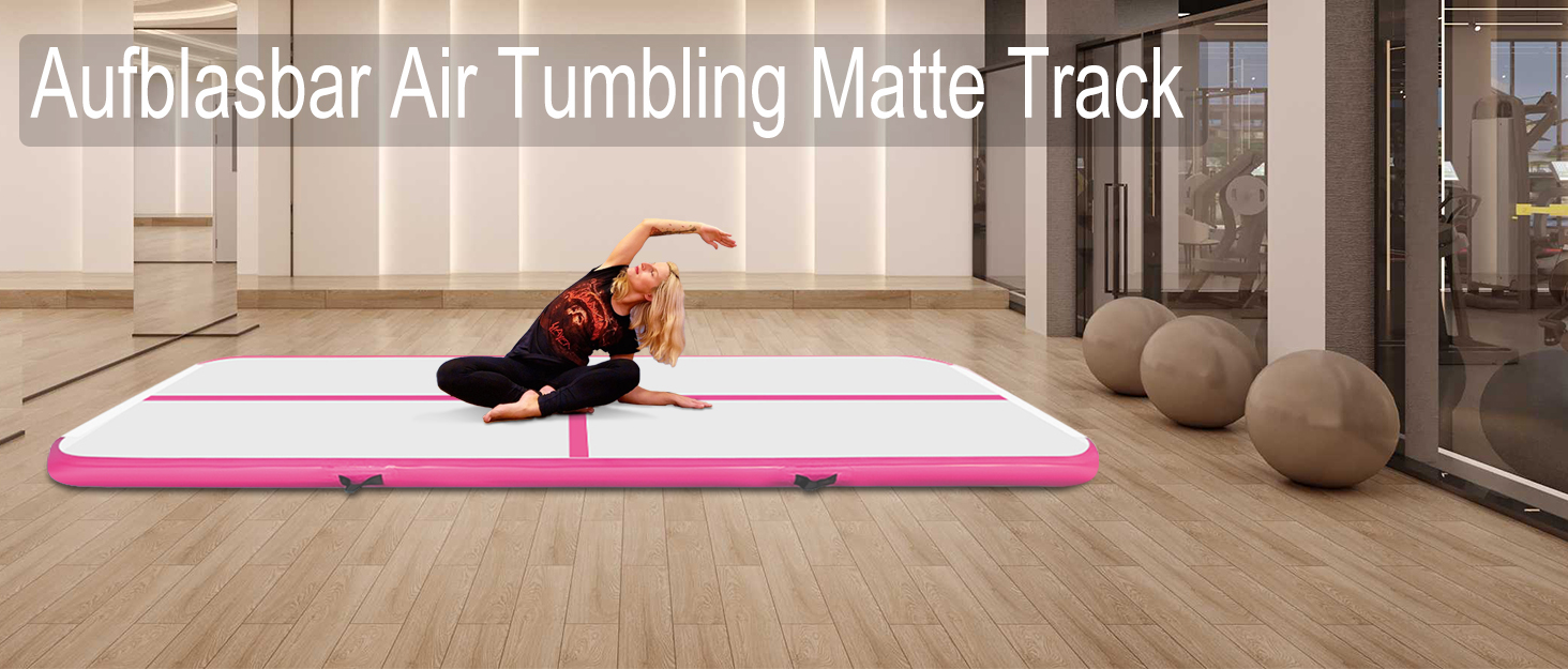 Надувний гімнастичний мат для дому та активного відпочинку 3м/4м/5м, 10см, рожева