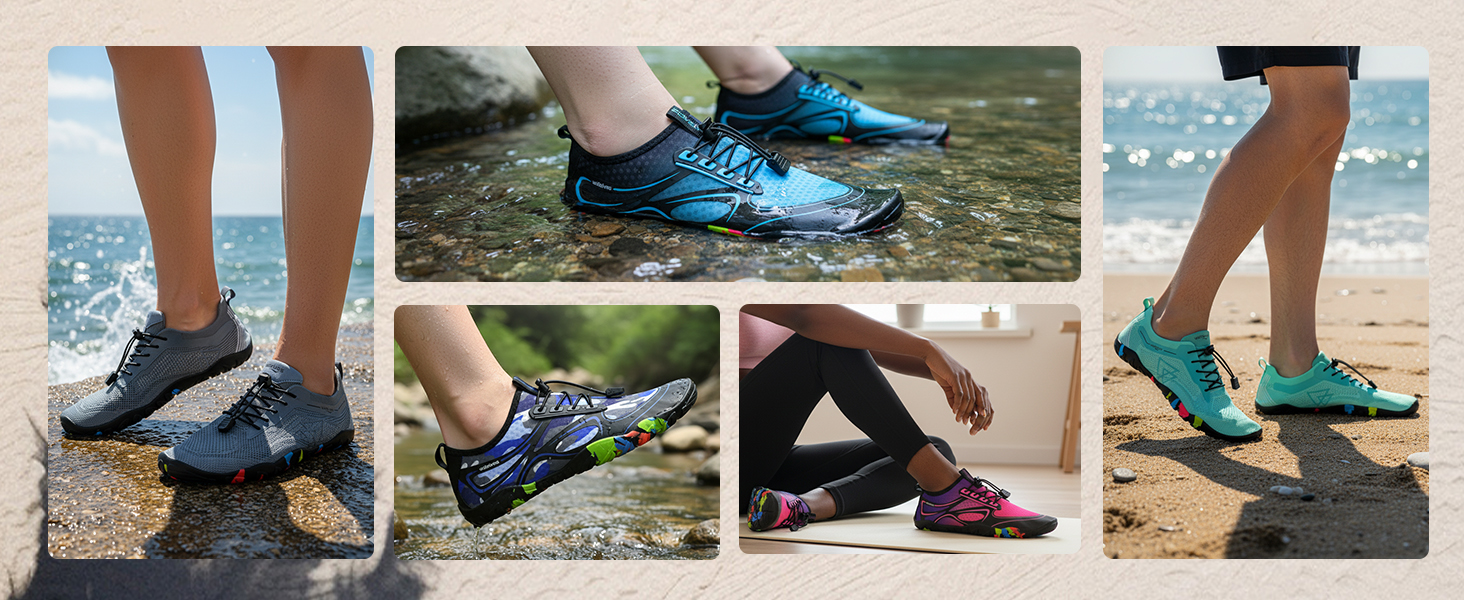 Водні шкарпетки WateLves для плавання, серфінгу та водних видів спорту. Швидка сушка, дихаючі, для жінок та чоловіків, розмір 36-48 EU, сірі та сині кольори.