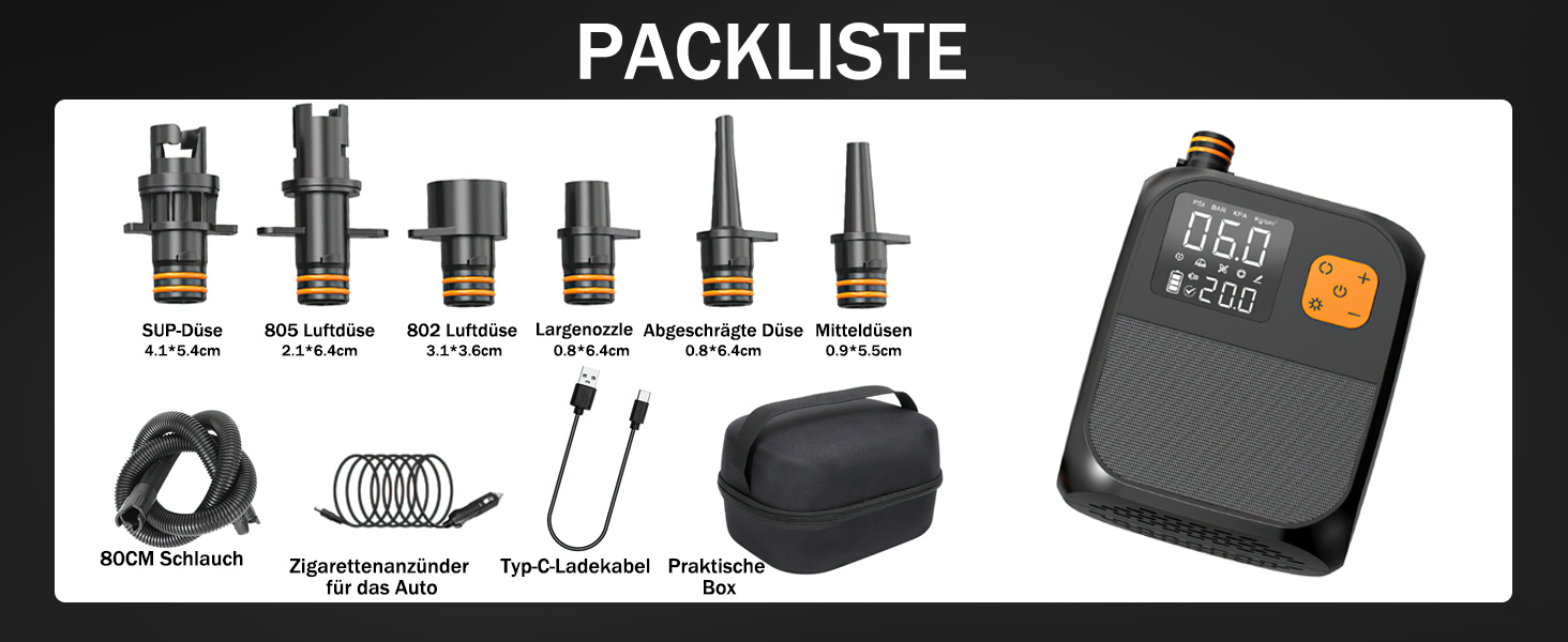 Електричний насос для SUP дошки OBEST з акумулятором 8000mAh, LED ліхтарик, швидка інфляція для SUP, кайтсерфінгу, намету, матрацу, каяка