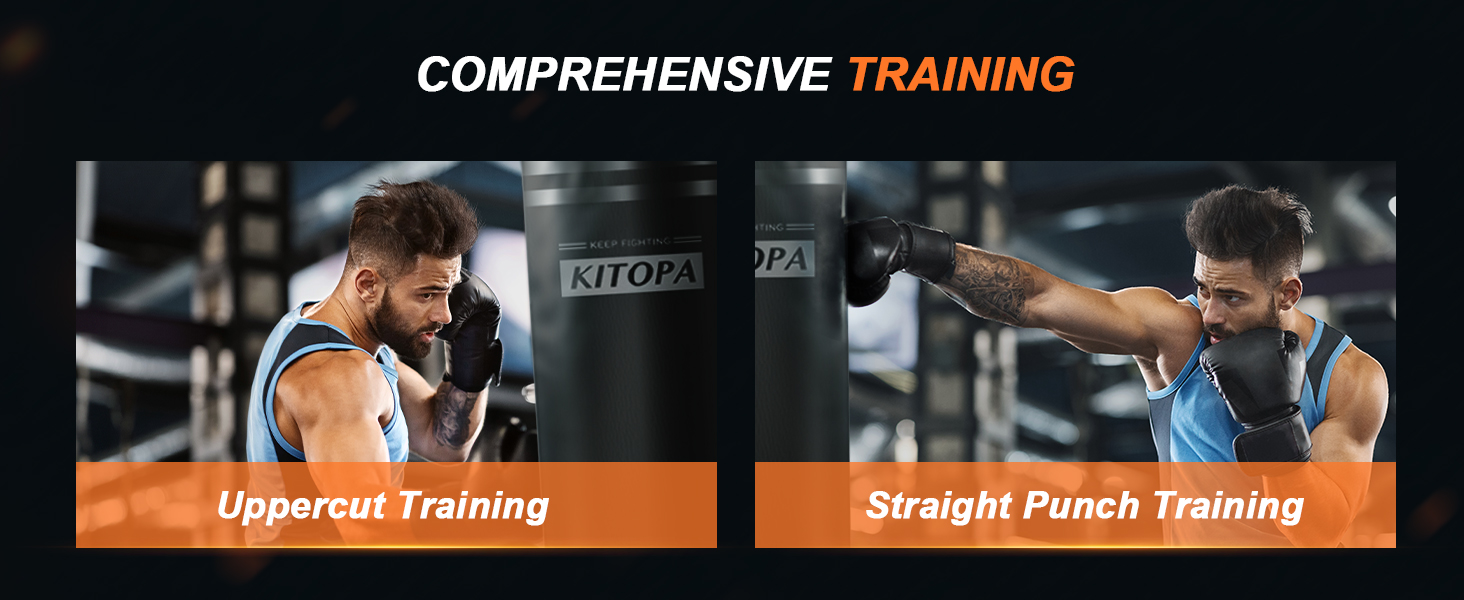 Стенд-боксерський мішок Kitopa, 178 см, 93 кг. Комплект з рукавичками для кікбоксингу, ММА, тренувань вдома