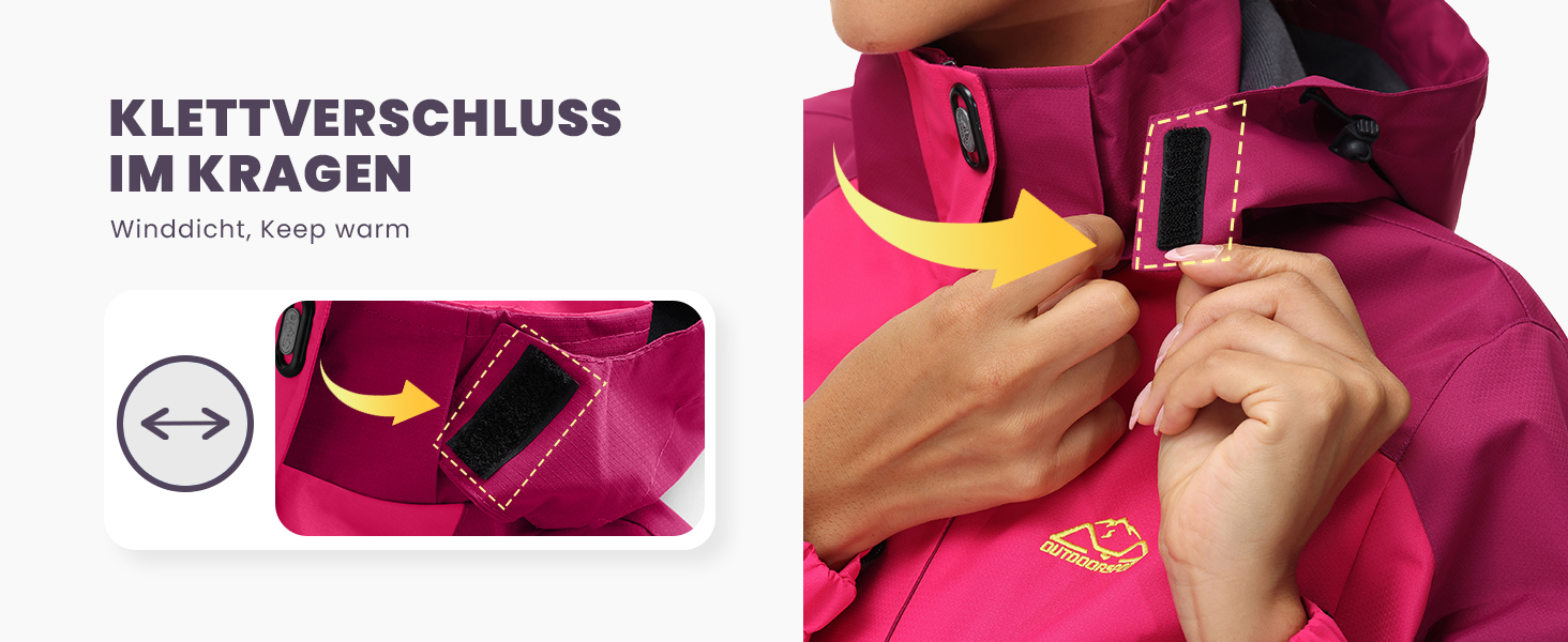 Жіноча трекінгова куртка Outdoor Легка перехідна куртка Вітронепроникна куртка Водонепроникна куртка-дощовик Дихаюча функціональна куртка з відстібаною капюшоном, Рожево-червоний колір, Розмір L