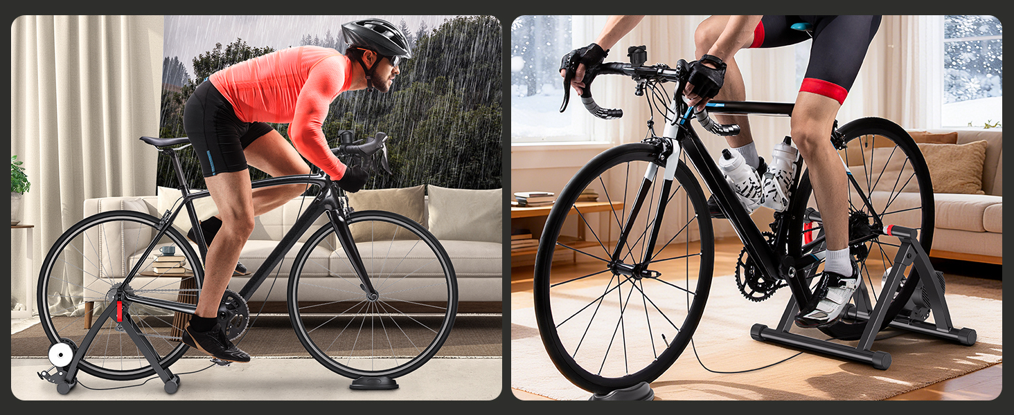 Роликовий тренажер Sportneer для велосипеда - магнітний велотренажер з 6 рівнями опору для дому, 26-28' & 700C, чорний