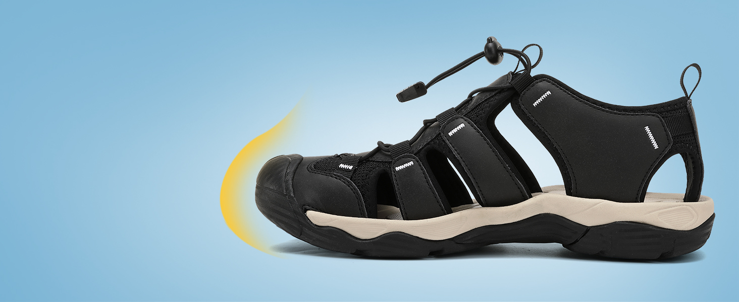 Чоловічі сандалі AX BOXING для трекінгу та спорту, літні, на липучках, дихаючі, чорні, розмір 44 EU