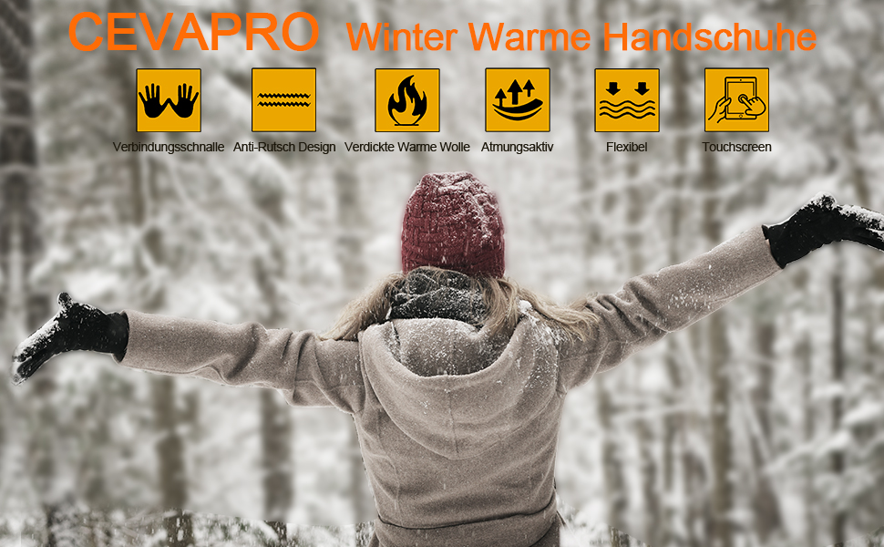 Велосипедні рукавички Cevapro: теплі зимові рукавички, водонепроникні, з підтримкою сенсорного екрану, чорні, розмір M