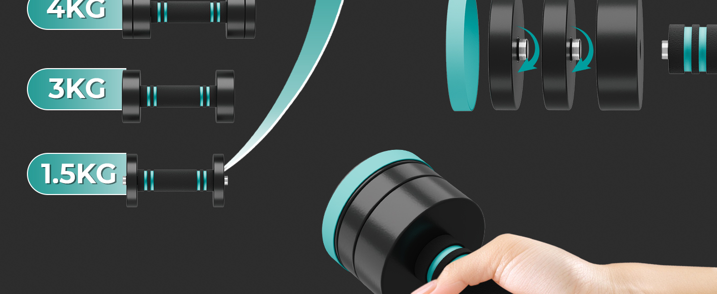 Набір гантелей Dripex, регульовані, сталеві, 2 шт. (2.5кг x 2, 5кг x 2, 10кг x 2) для дому
