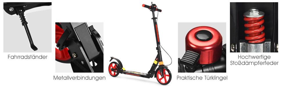 GOPLUS Roller Kinder 8 років: міський тредролер для дітей, підлітків та дорослих (до 100 кг), регульована висота, складний, з гальмом та ременем (білий)