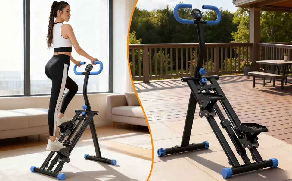 Сходи-степер з регульованим опором для дому – тренажер для кардіотренувань з LCD-дисплеєм та компактним дизайном | Ідеально для домашнього спортзалу, квартири та офісу, чорний