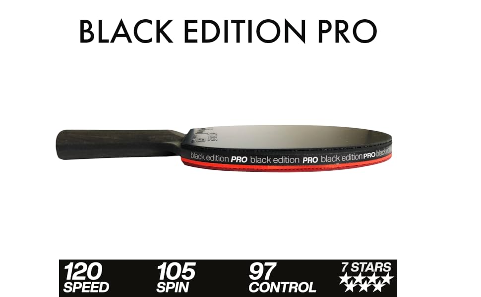 Тенісний стіл Heinsa Black Edition Pro з карбоном та гумою Mech-Tek Predator (2,1 мм), сертифікований ITTF – обертання, швидкість та контроль