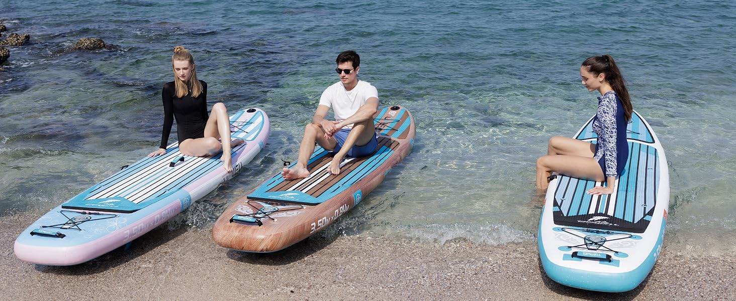 Надувний SUP-борд UPWELL Premium Stand Up Paddling Board з комплектом: сидіння, кріплення для камери, весло, 204 кг, для 2 осіб, 350x84x15 см