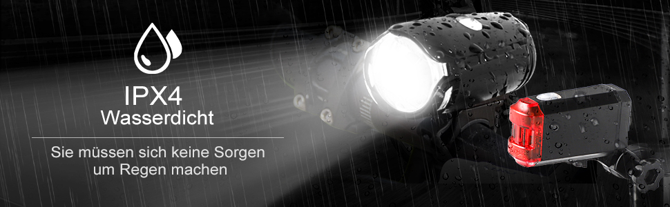 Набір велоліхтарів Opard: передній ліхтар LED, USB-зарядка, водонепроникний, схвалений StVZO, 2 режими освітлення