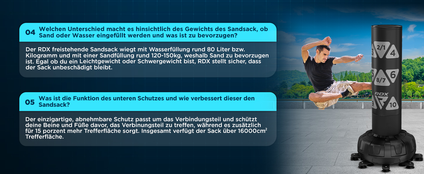 Боксерський мішок стоячий RDX 6FT, 330LB, комплект з рукавичками та покриттям XXL, блакитний