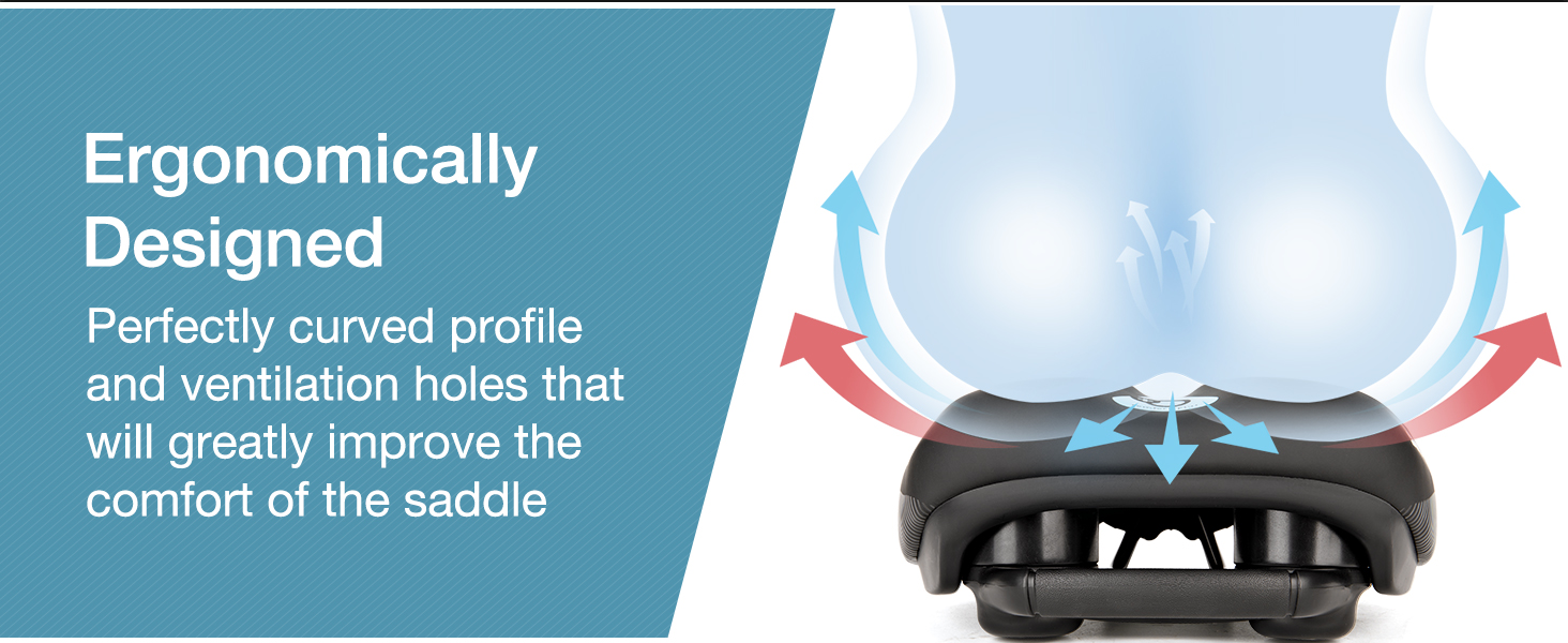 Велосипедне сідло DDK Comfort Plus – з піною Memory, комфортне, зняття тиску та амортизація – зручне, м'яко стьобане сідло для чоловіків та жінок (MTB, шосе, місто)